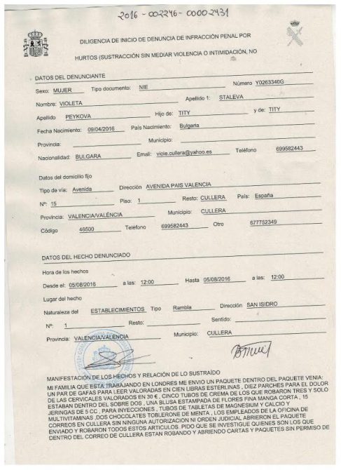 Imagen de la denuncia.