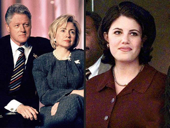 A la derecha, Monica Lewinsky; a la izquierda, Bill Clinton y "la otra", Hillary Clinton.