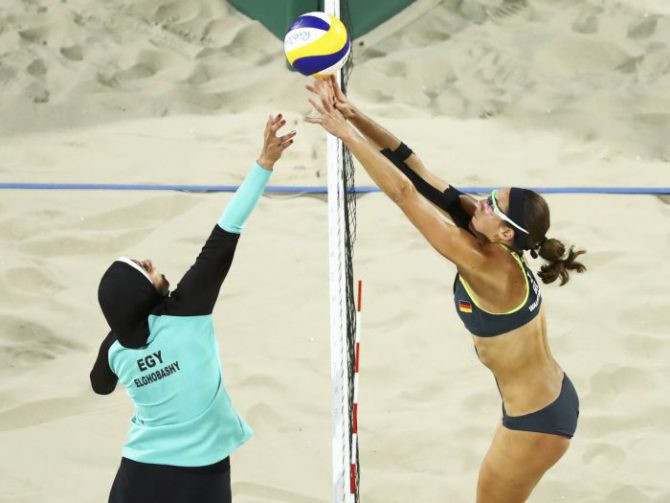 El partido de voley playa femenino en Río, 2016. Alemania – Egipto