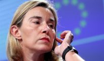 La jefa de la diplomacia europea, Federica Mogherini, durante una rueda de prensa sobre las relaciones entre la Unión Europea (UE) y Túnez, en Bruselas, Bélgica