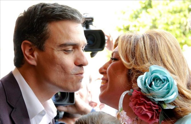 Pedro Sánchez y Susana Díaz en la Feria de Abril de Sevilla.