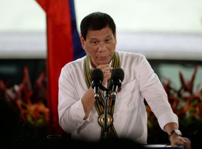 El presidente filipino Rodrigo Duterte el 4 de octubre de 2016 en Manila