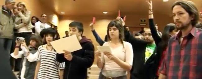 Escrache a Rosa Díez con la presencia del líder de Podemos, Pablo Iglesias.