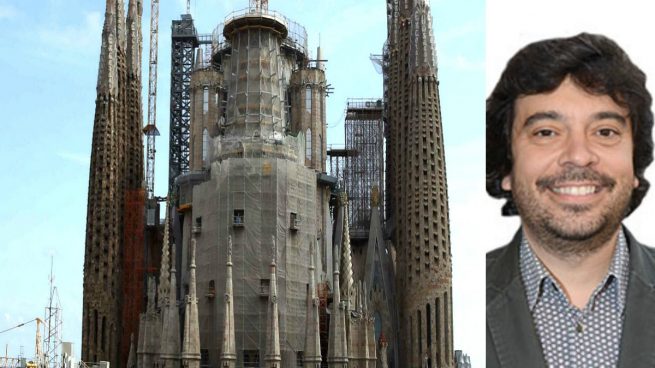 Imagen de la Sagrada Familia y del concejal socialista Dani Mòdol