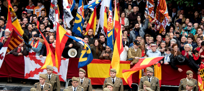 Nacionalistas españoles celebrando el Día de la Toma en Granada.