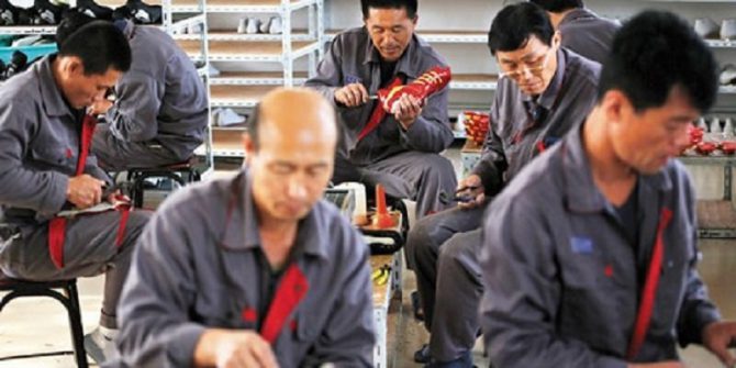 Trabajadores chinos en situación de semiesclavitud.