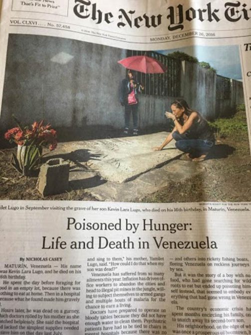 En su edición del lunes 26 de diciembre, The New York Times publicó en su portada la triste historia de Kevin