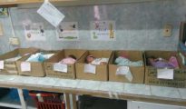 Bebés recién nacidos en cajas de cartón
