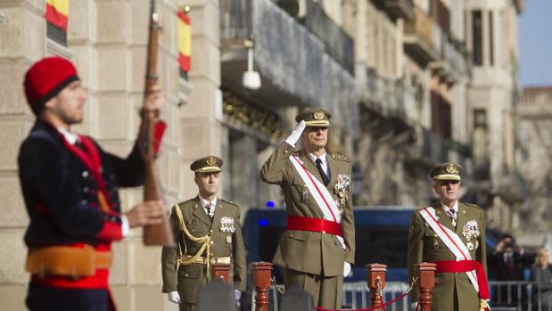 Un momento de la celebración de la Pascua Militar en Barcelona, hoy en Barcelona