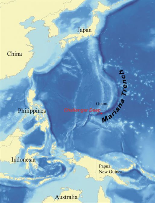Mapa de la fosa de las Marianas