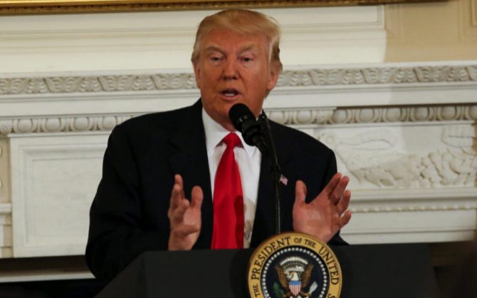 El presidente estadounidense, Donald Trump, durante su discurso en la reunión de la Asociación Nacional de Gobernadores en la Casa Blanca.