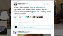 Primer mensaje de la cuenta de Twitter de la Casa Blanca
