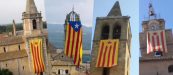 En numerosos edificios católicos catalanes cuelgan esteladas separatistas.