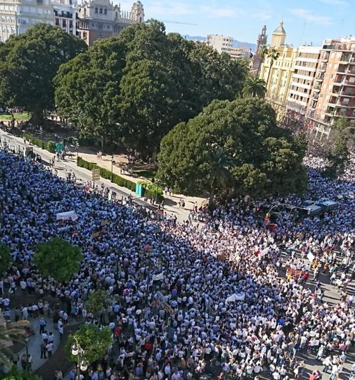 Imagen de la protesta en el centro de Valencia