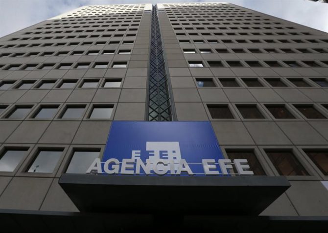 Fachada de la nueva sede de la Agencia Efe situada en la Avenida de Burgos número 8 de Madrid.