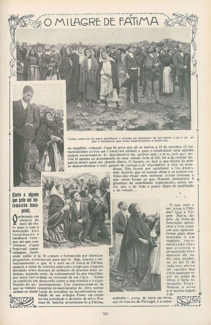 Las crónicas de los diarios portugueses de la época dieron cuenta del “milagro de Fátima”