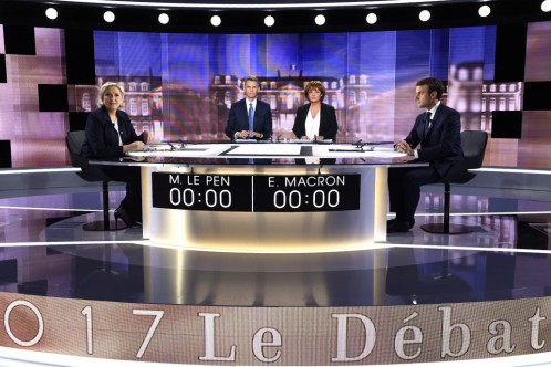 Marine Le Pen y Emmanuel Macron se preparan para el debate televisado. 