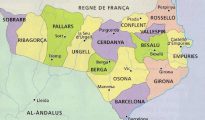 Mapa recogido en un libro escolar catalán, con un mapa que incluye como catalanes dos condados de Aragón