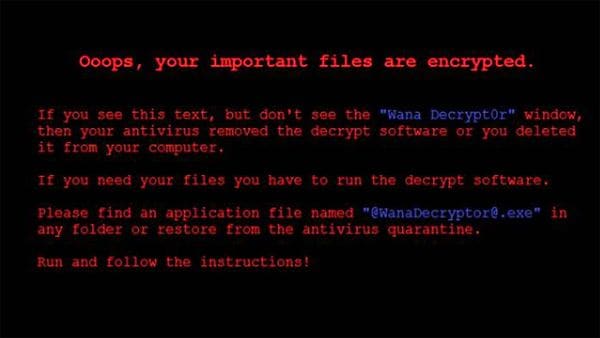 El mensaje que aparece en los ordenadores de las víctimas del ransonware