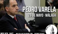 Cartel de la conferencia de Pedro Varela en Málaga. Si busca el lugar y la hora, no los encontrará.