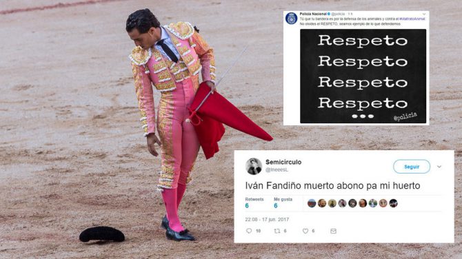 La Policía Nacional pide respeto en internet ante los salvajes comentarios vertidos contra Iván Fandiño tras su trágica muerte en una plaza de toros. 