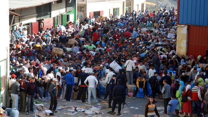 Frontera ceutí del Tarajal que separa España y Marruecos.