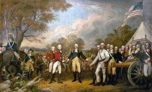 La rendición de Burgoyne tras la Batalla de Saratoga.