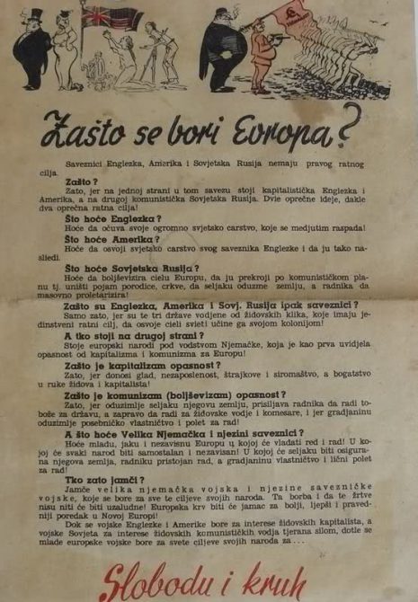 [Propaganda nazi en Croacia al comienzo de 1941. El cartel decía: