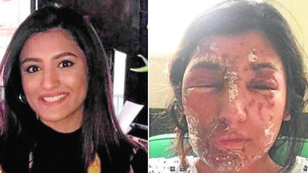 Resham Khan, de 21 años, quería ser modelo y fue agredida en Londres (foto ABC)