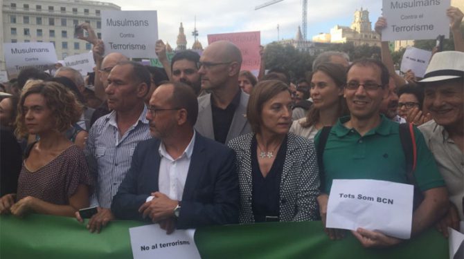 Carme Forcadell, Raül Romeva, Carles Campuzano y Mertixell Batet (Foto E-noticies)