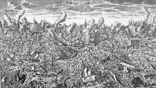Grabado del terremoto de Lisboa