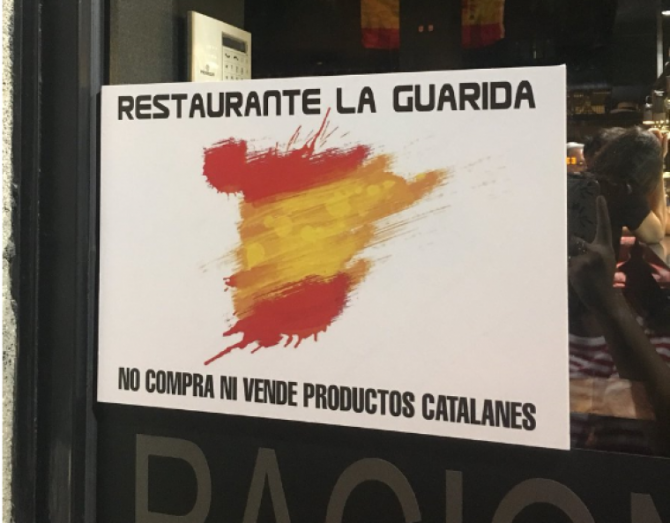 Un restaurante de Madrid anuncia a sus clientes que "no compra ni vende productos catalanes"