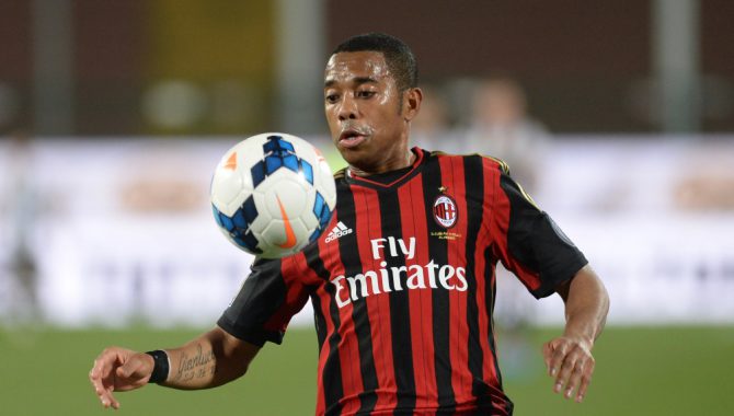 Robinho, en un partido en su etapa con el Milan