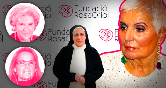La monja Lucía Caram (c) y Pilar Rahola y Helena Rakosnik (i), hasta ahora miembros de la Fundación de los Tous, cuyo nombre, Rosa Oriol, homenajea a la matriarca (d) (Crónica Global)