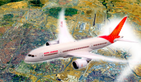 Un avión de Air India sobrevolando Madrid