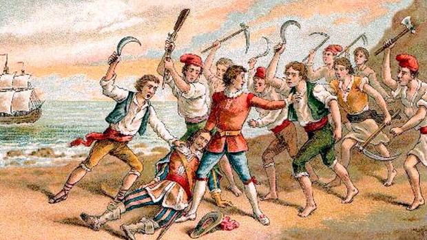 Ilustración de la Guerra de los Segadores, «Corpus de Sangre» de H.Miralles (1910).