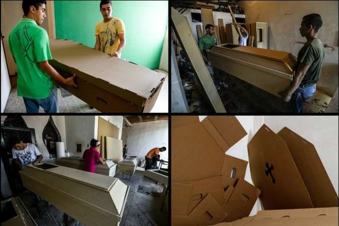 Algunos de los "ataudes" que se utilizan en Venezuela.