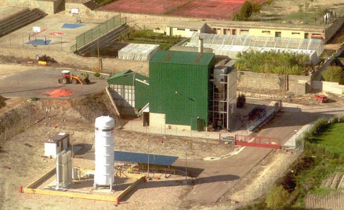 Imagen aérea de la planta de biomasa ubicada en la localidad segoviana de Cuéllar.