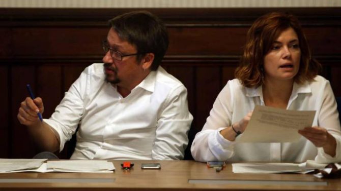 Los diputados electos de En Comú Podem Xavier Domenech y Elisenda Alamany 