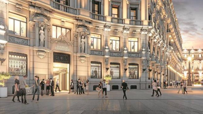 Recreación de la entrada del futuro Hotel Four Seasons del complejo Canalejas, que deberá abrir en 2019