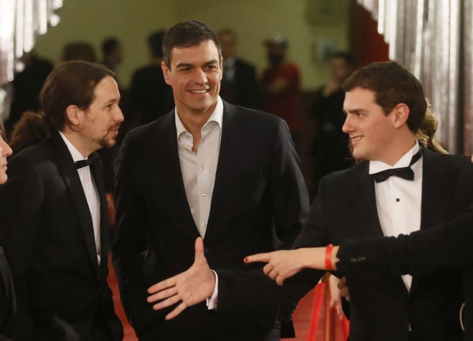 Pablo Iglesias, Pedro Sánchez y Albert Rivera.