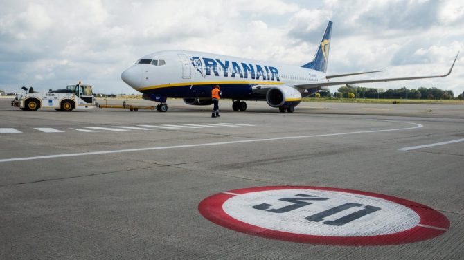 Un avión de la aerolínea Ryanair.