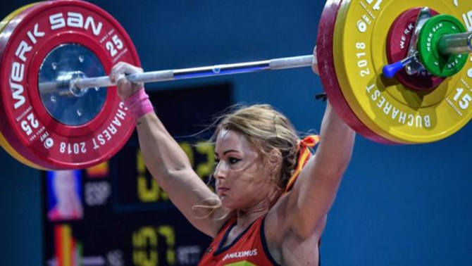 Lydia Valentín, durante su participación en el Europeo de Bucarest