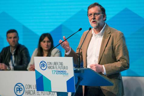 Mariano Rajoy durante su intervención en el congreso del partido en Murcia