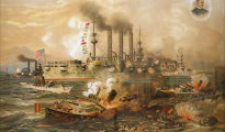 Recreación de la batalla naval de Santiago de Cuba