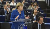 Merkel en el Parlamento Europeo.