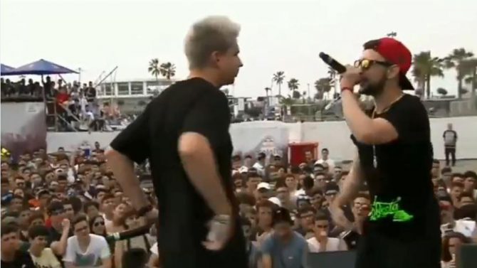 Momento de la polémica actuación de Zasko y FJ (Twitter @vineredbullgall) 