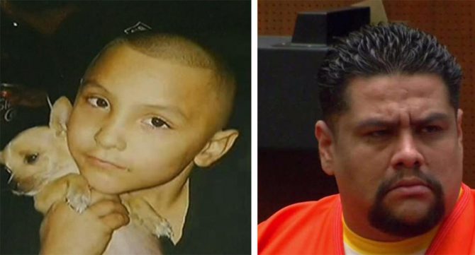 La pequeña víctima y su torturador.