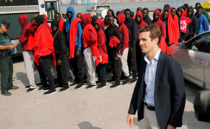Pablo Casado en Algeciras, esta mañana.