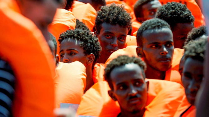 Rescatados del Mediterráneo a bordo del Aquarius.